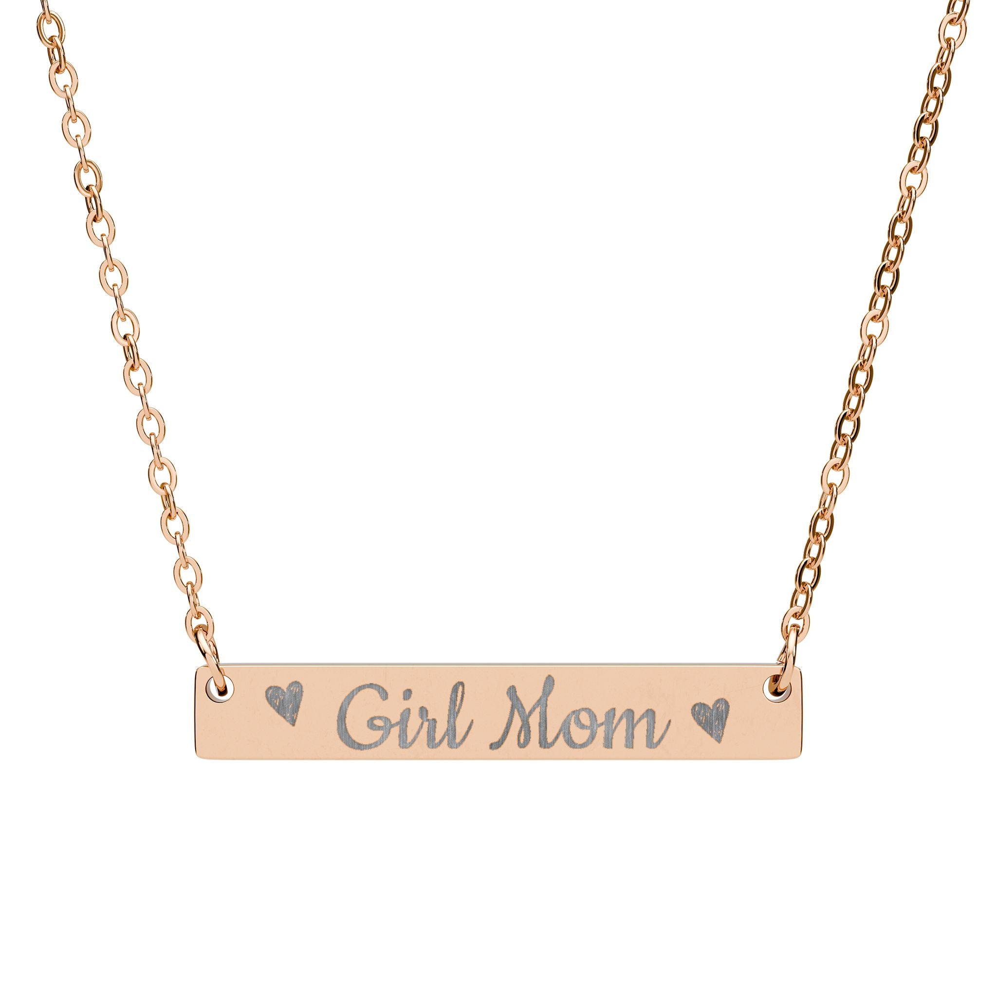 Engraved "Girl Mom" Horizontal Bar Necklace — Personalized Mother's Day Gift