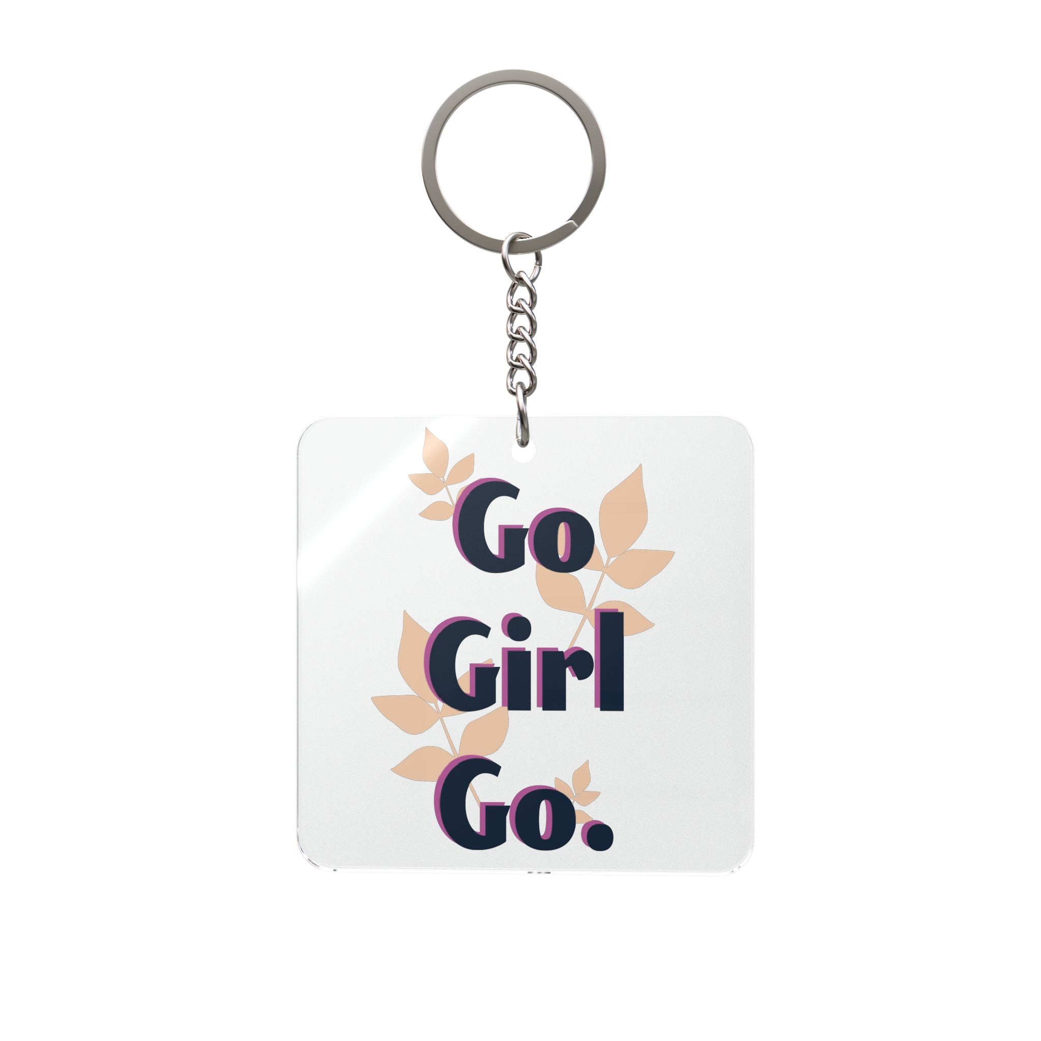 Go Girl Go Square Keychain — Inspirational Motivational Gift for Her