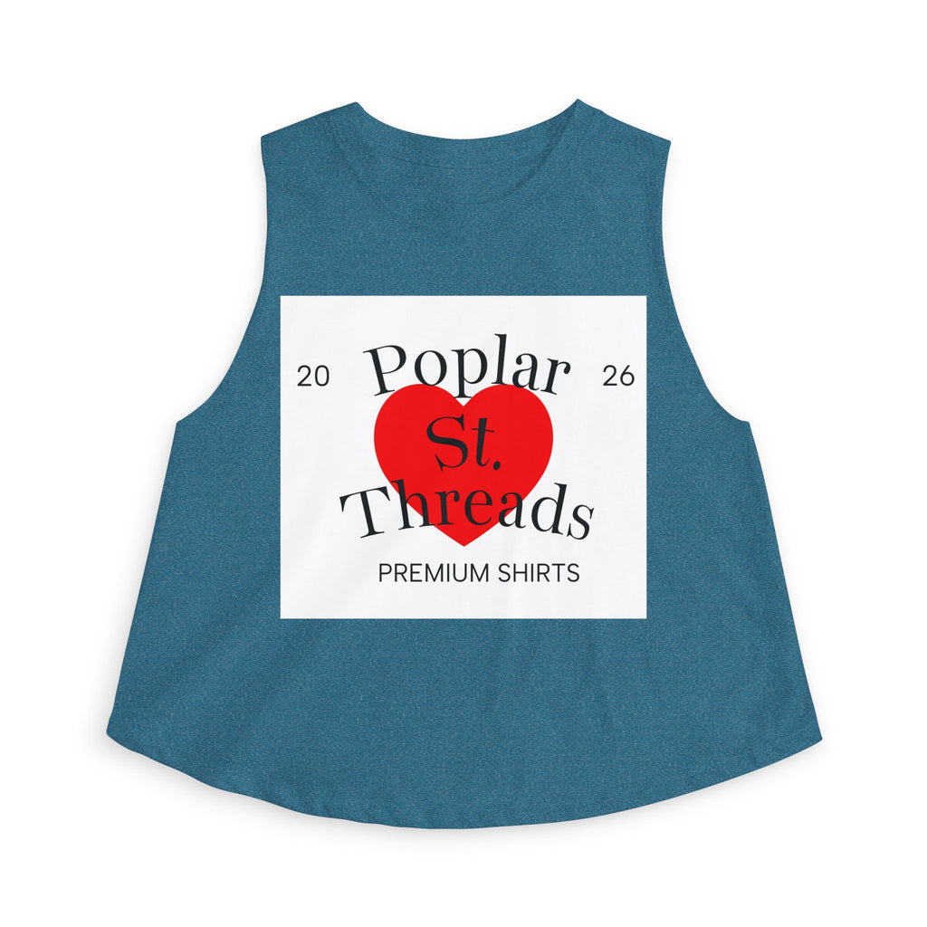Poplar St. Threads Heart Logo Crop Top — Women's Casual Graphic Tank