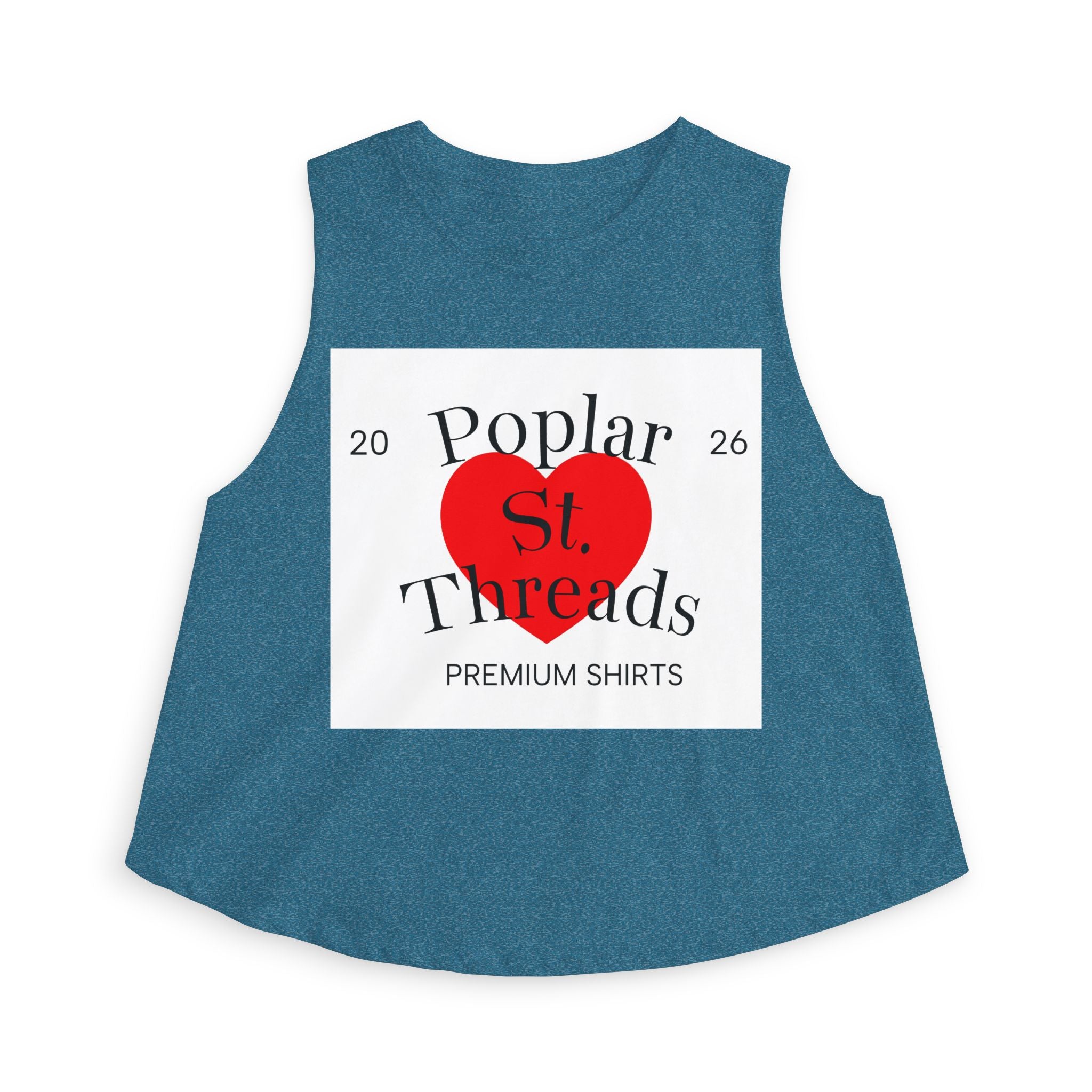 Poplar St. Threads Heart Logo Crop Top — Women's Casual Graphic Tank