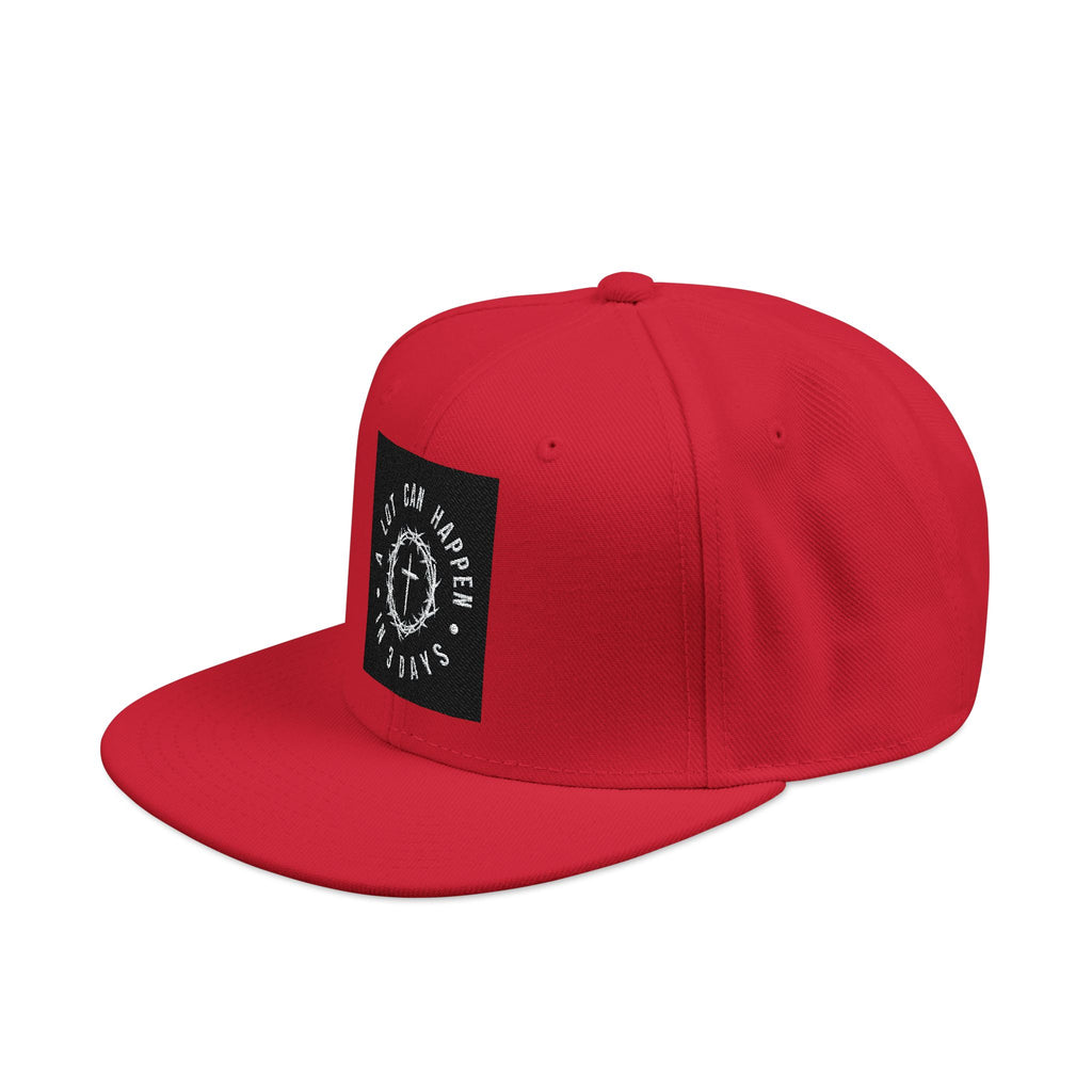 Embroidered Spiral Logo Snapback Hat — Black & Charcoal Flat-Brim Cap