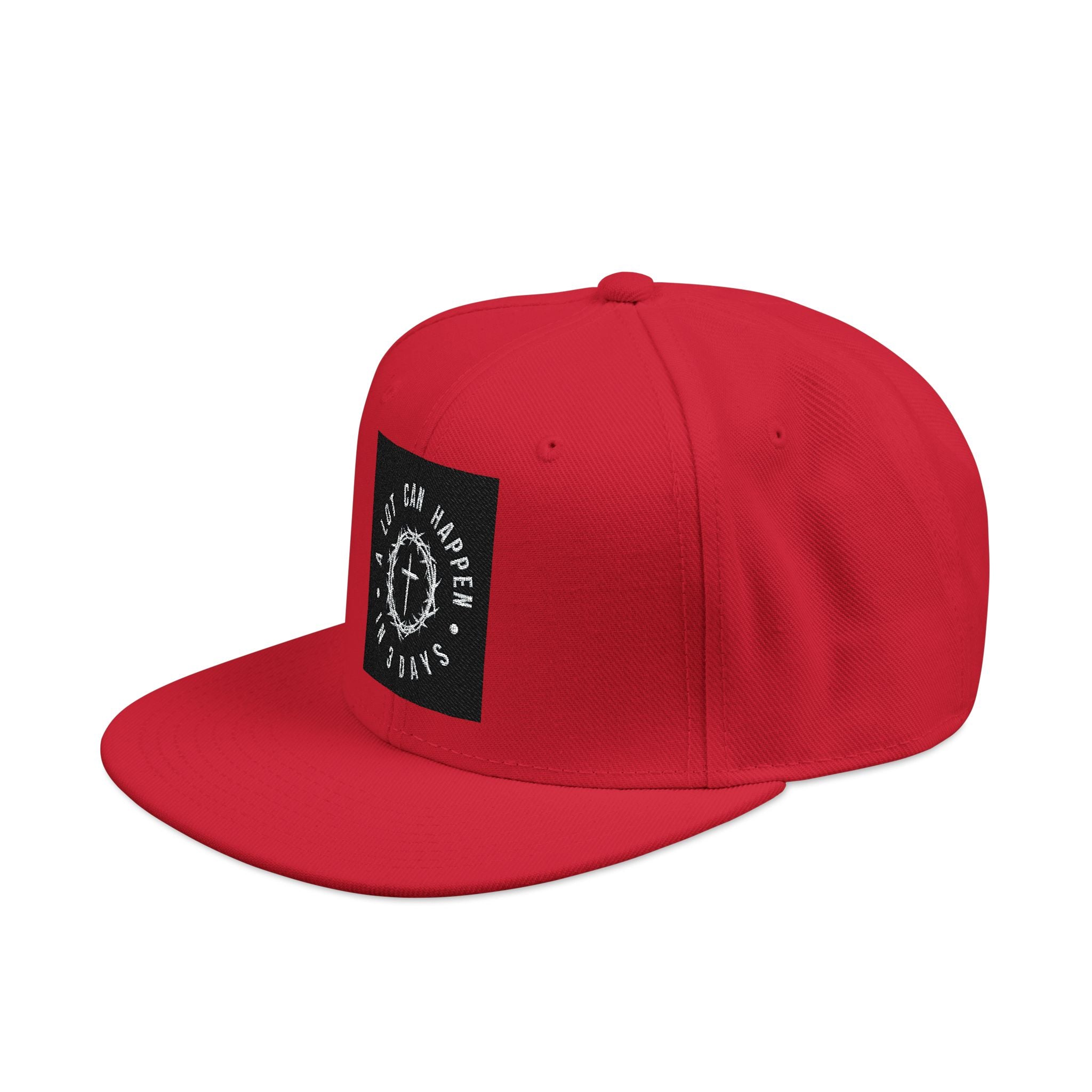 Embroidered Spiral Logo Snapback Hat — Black & Charcoal Flat-Brim Cap