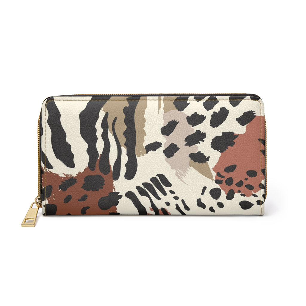 Animal Print Zipper Wallet — Neutral Abstract Safari Pattern