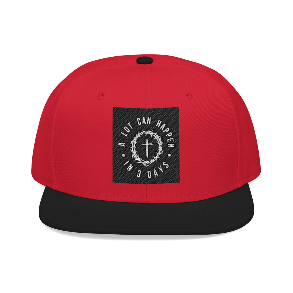 Embroidered Spiral Logo Snapback Hat — Black & Charcoal Flat-Brim Cap