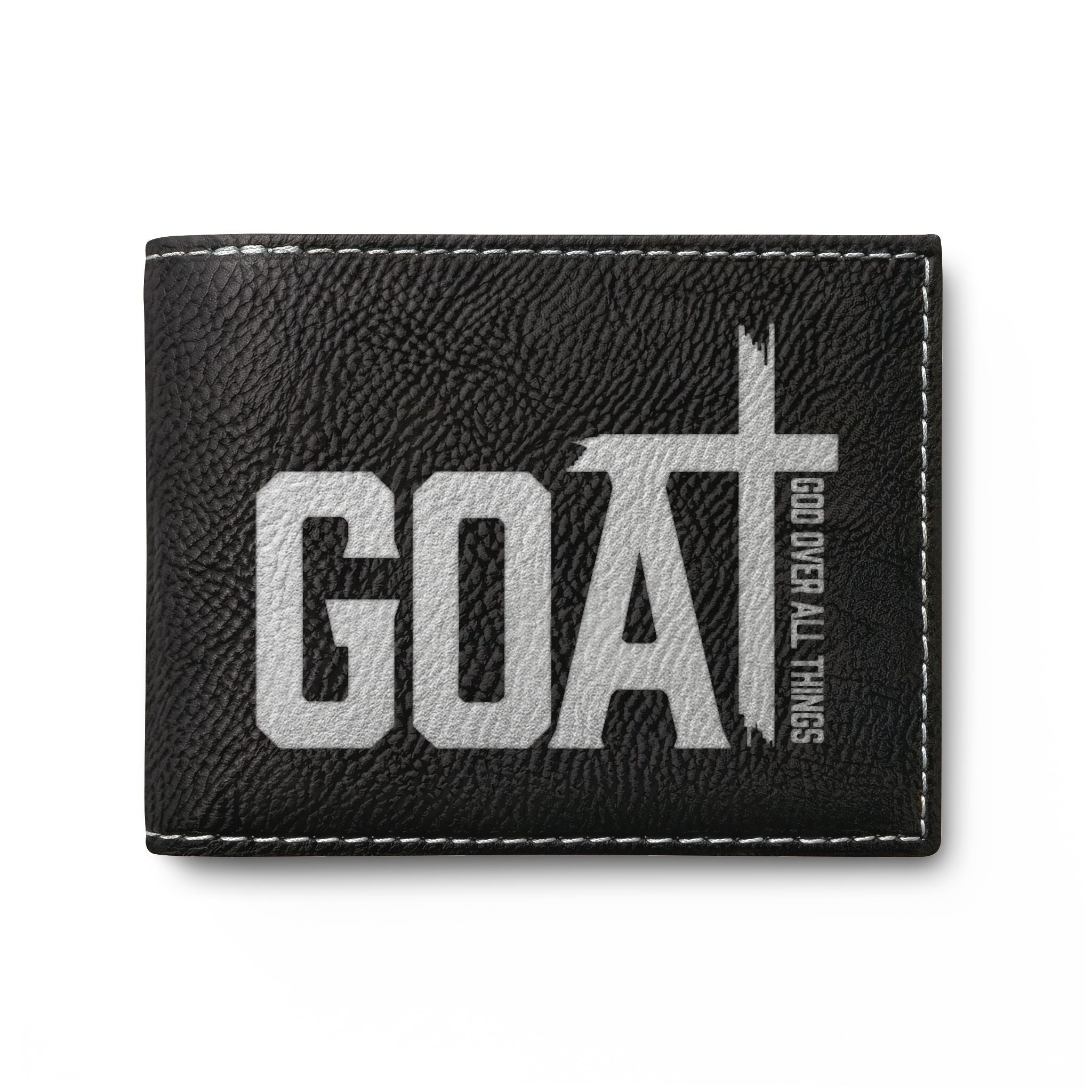 GOAT Leather Bi-Fold Wallet — Slim Flip Wallet with Bold Logo