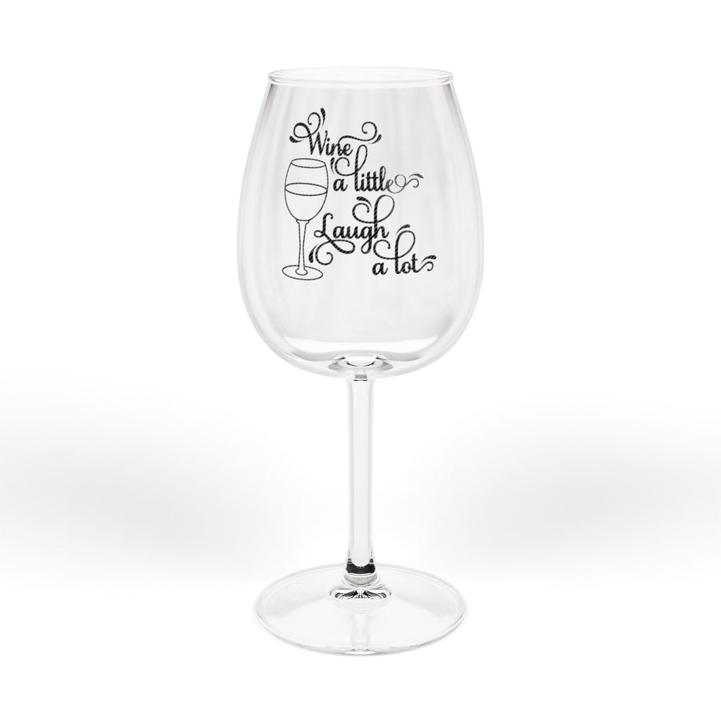 Wine Glass – “Wine a Little, Laugh a Lot” 12oz Stemmed Glass, Funny Wine Lover Gift
