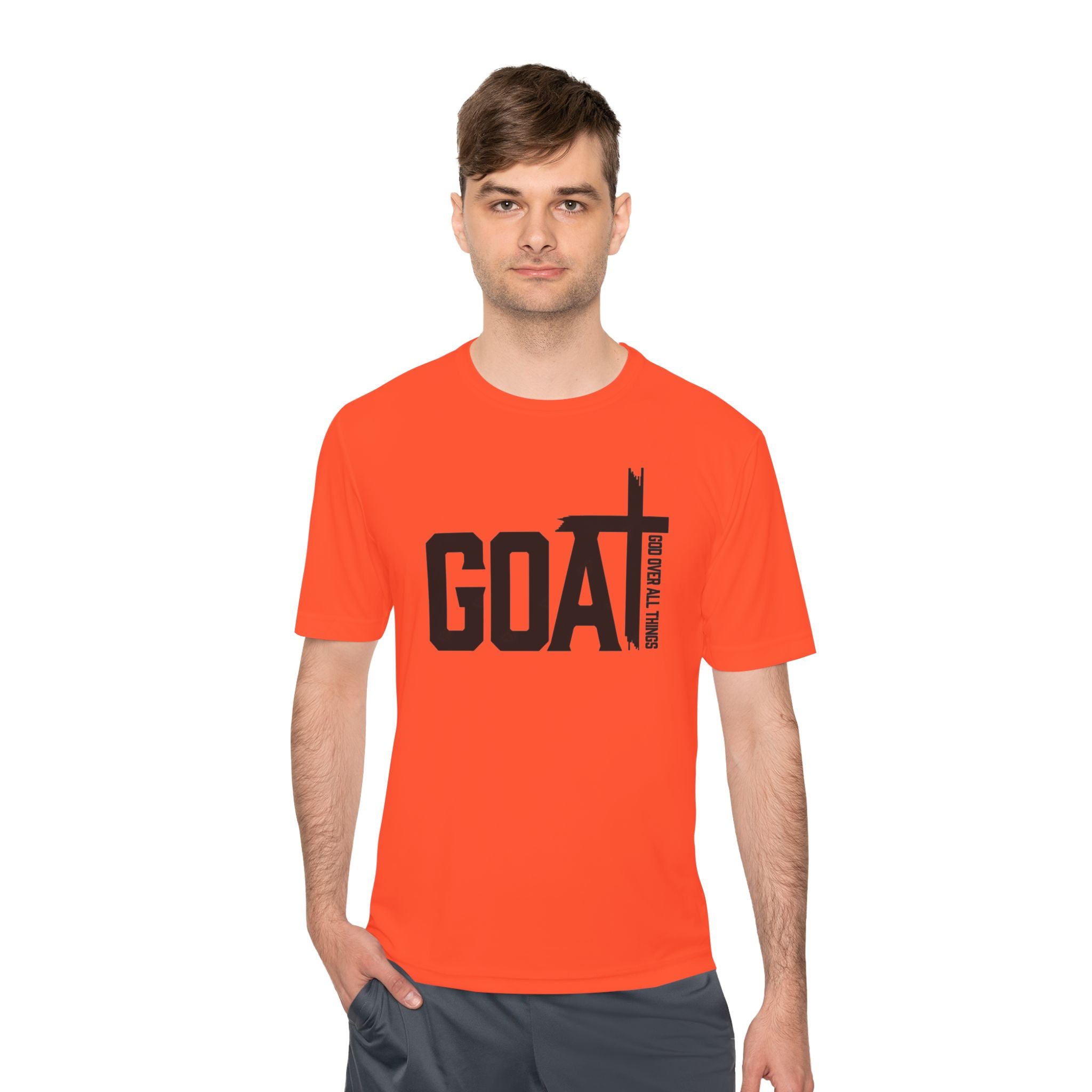 GOAT Cross Athletic Tee — "Greatest of All Time" Faith-Inspired Sports Shirt