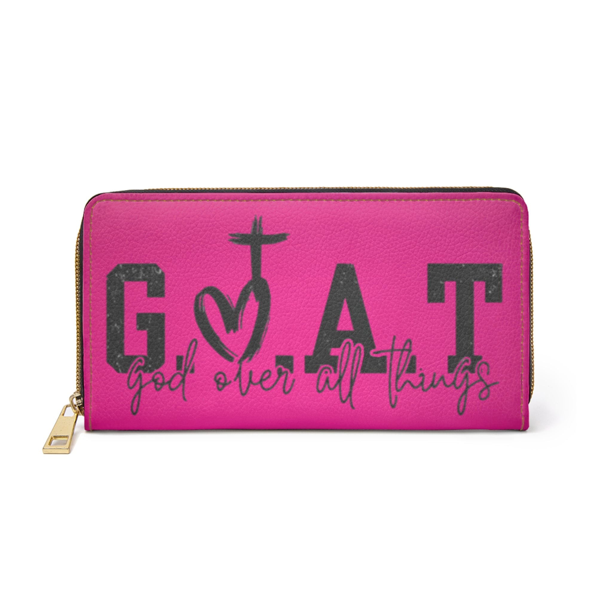 Zipper Wallet — GOAT (God Over All Things) Pink Christian Wallet