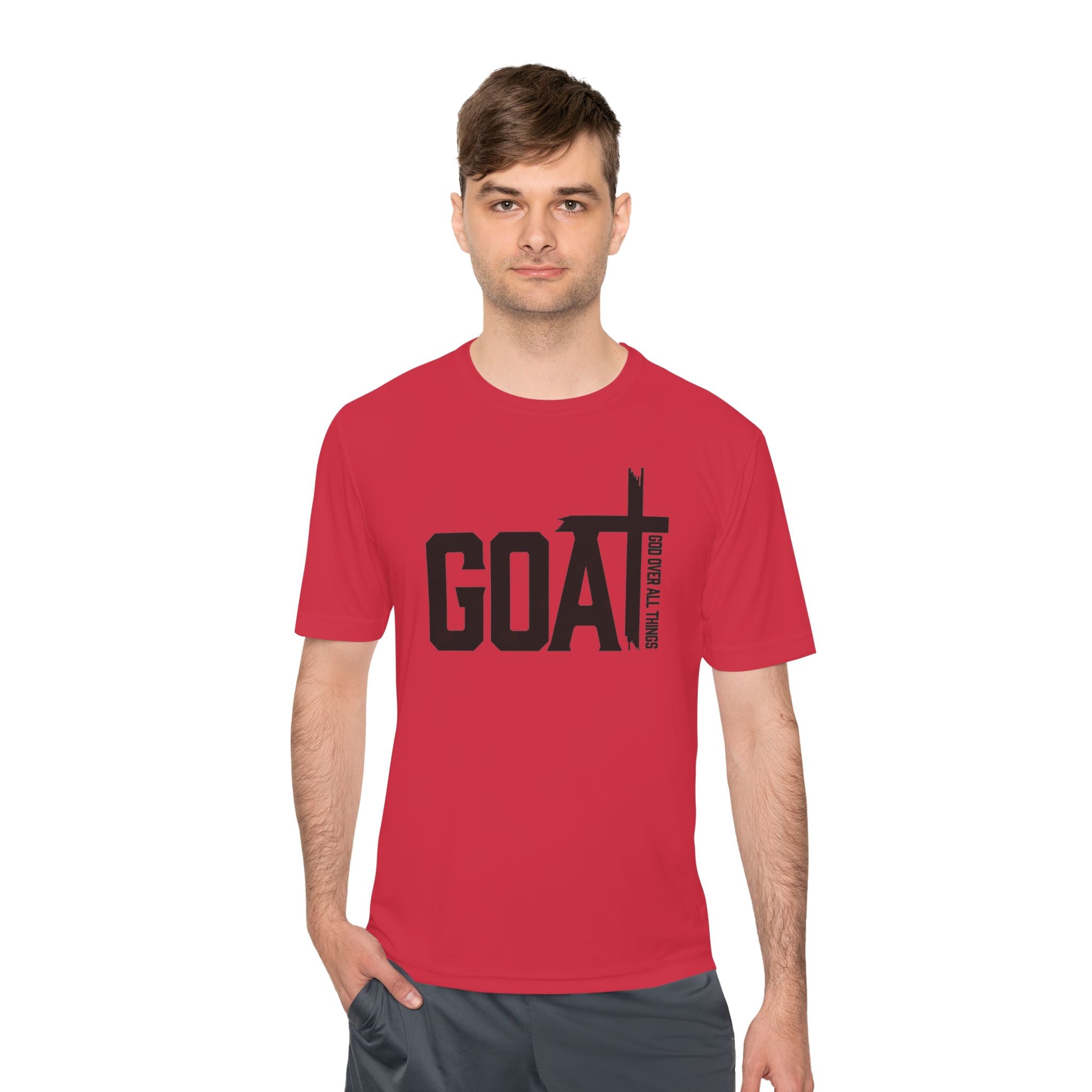 GOAT Cross Athletic Tee — "Greatest of All Time" Faith-Inspired Sports Shirt