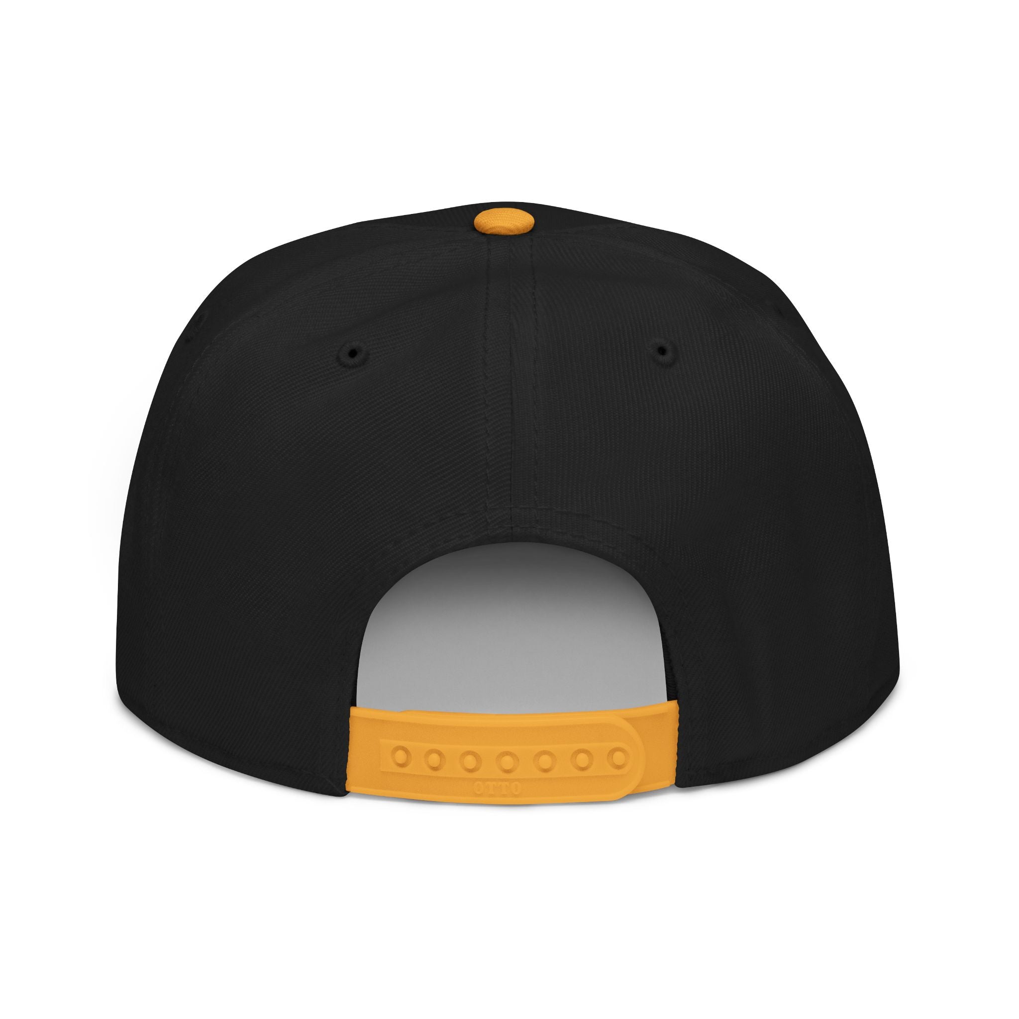 Embroidered Spiral Logo Snapback Hat — Black & Charcoal Flat-Brim Cap