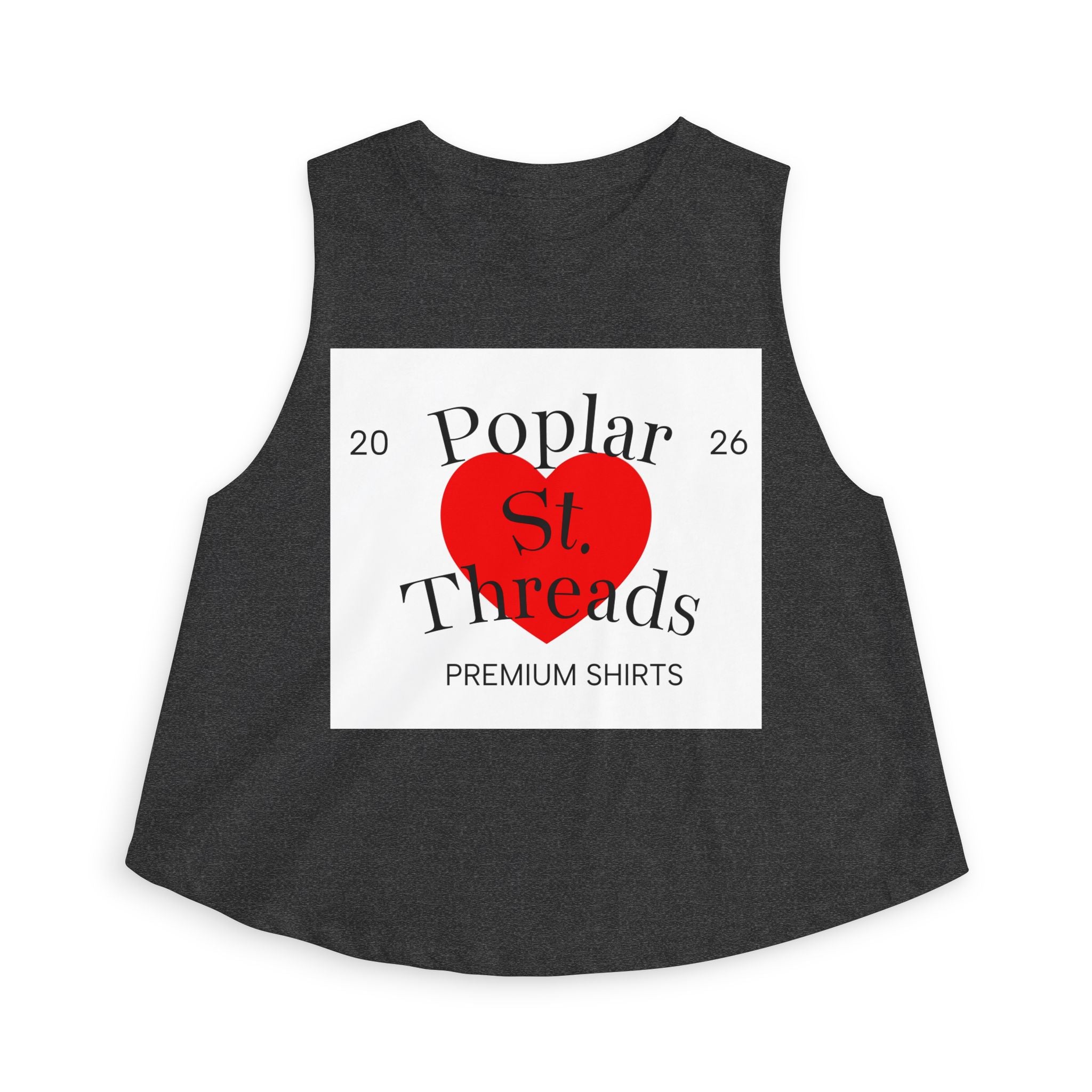 Poplar St. Threads Heart Logo Crop Top — Women's Casual Graphic Tank